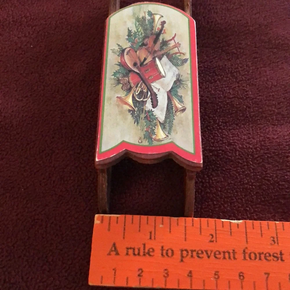 Vintage wooden sled ornament